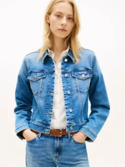 Flag Embroidery Slim Denim Jacket