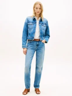 Flag Embroidery Slim Denim Jacket