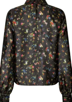 2067 Flat Textured Poly, Gathered Ruffle Long Sleeve Top