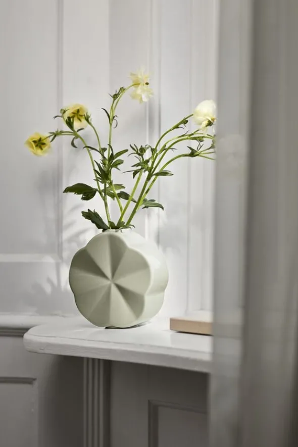 Flower Vase Snerle H14 cm grøn porcelæn