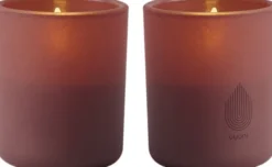Glass Candle, Wine red, 2-pack, 6x7 cm
