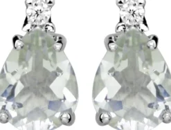 Green amethyst drop ørestikker - Sølv