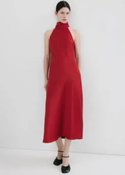Halter-neck dress with bow