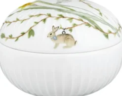 Hammershøi Easter Bonbonniere Ø12 cm hvid med dekoration