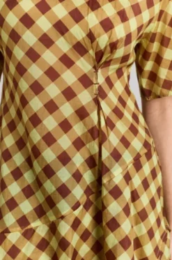 HARMONY MIDI DRESS - CHOC AVO GINGHAM