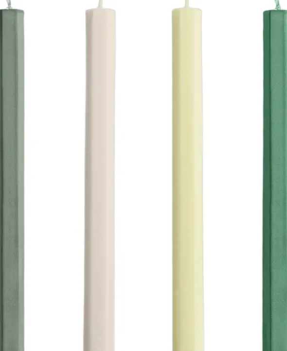 Hexagon Candle-Greens and whites, Set of 4