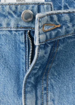 High-waist straight-fit denim short