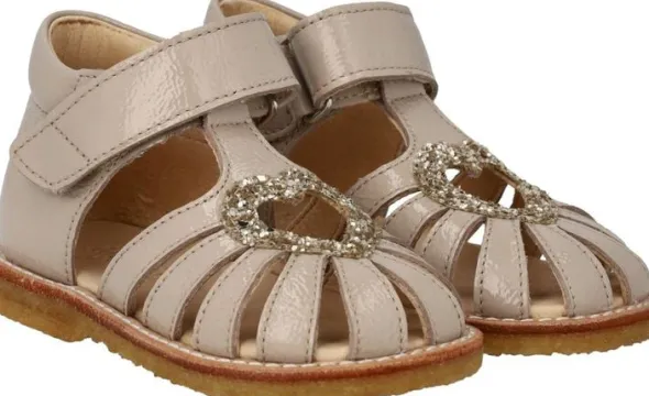 Hjertesandal med glitter og velcrolukning