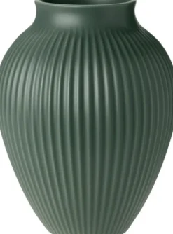 Knabstrup vas H 27 cm ripple mat celadon green