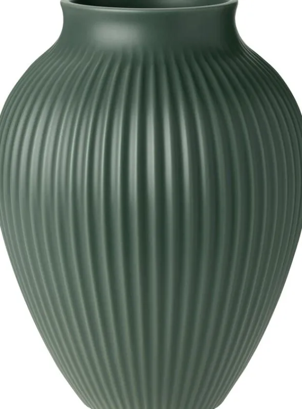 Knabstrup vas H 27 cm ripple mat celadon green