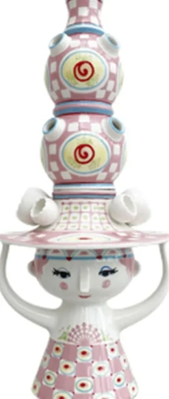 Lady with hat Vase H50 cm pink