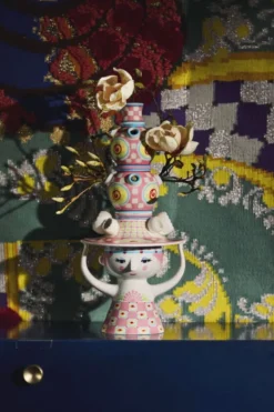 Lady with hat Vase H50 cm pink