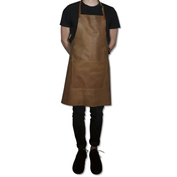 Læderforklæde BBQ Style Apron Vintage Camel