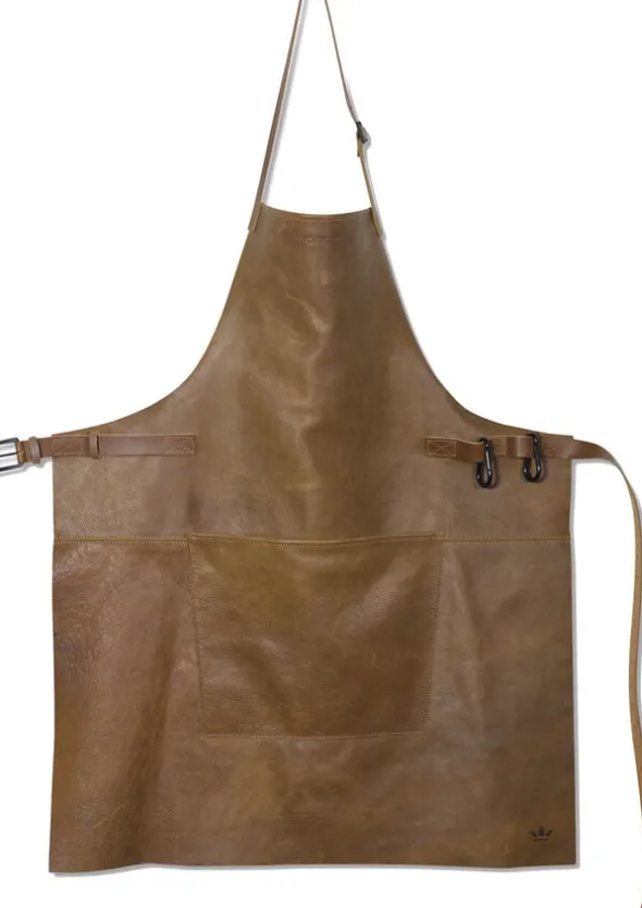 Læderforklæde BBQ Style Apron Vintage Camel