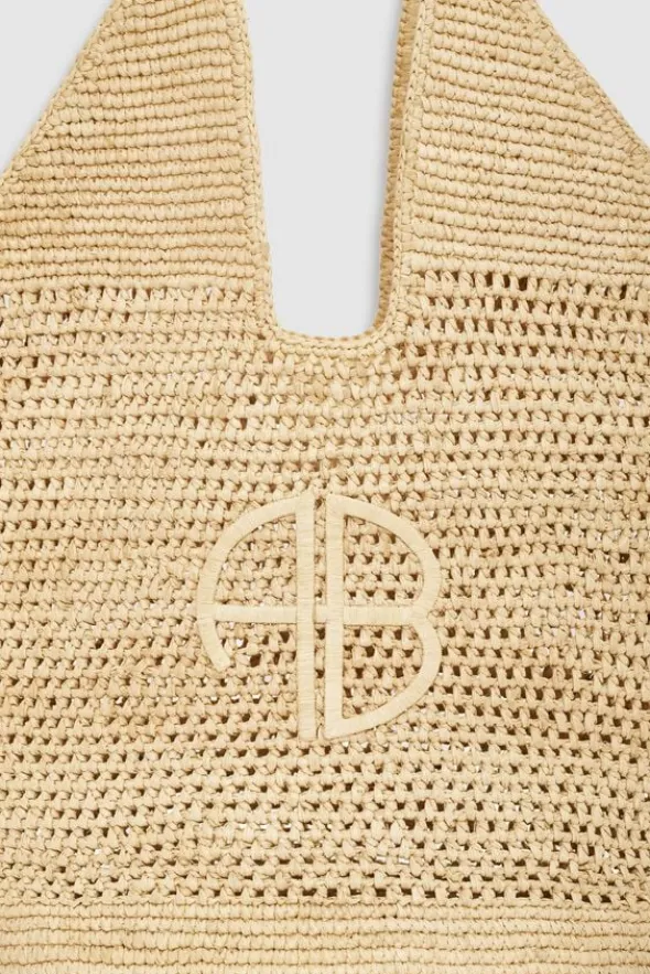 LEAH LOGO HOBO RAPHIA - NATURAL