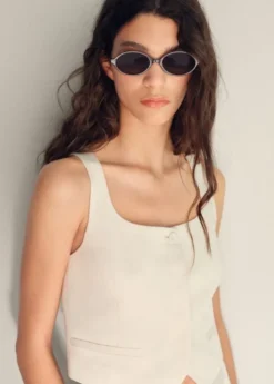 Linen-blend suit waistcoat