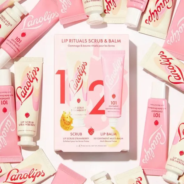 Lip Rituals Scrub & Balm Duo Strawberry - läppbalsam och skrubb