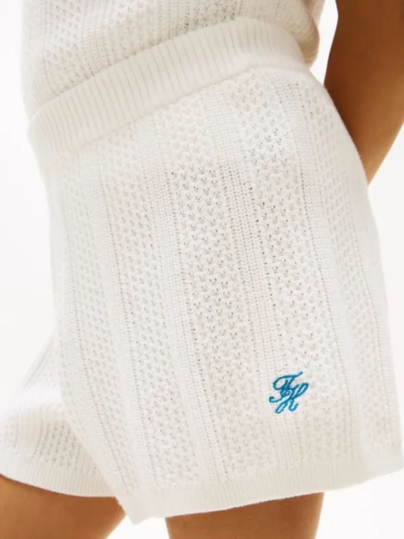 Logo Embroidery Crochet Shorts