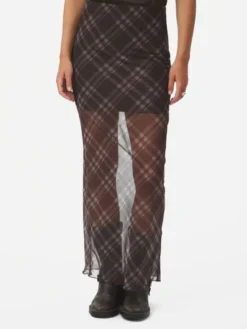 Marlise Check Mesh Skirt