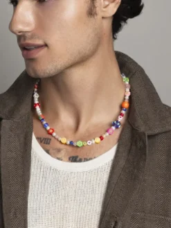 Men's Berry Pearl Choker with Assorted Beads
