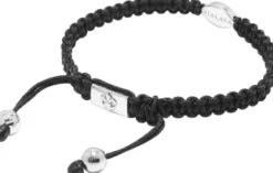 Men's Black String Bracelet with Silver Evil Eye