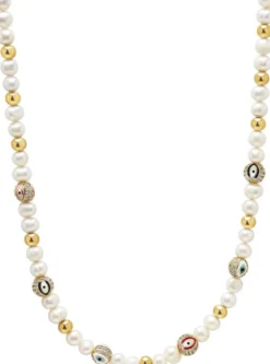 Men's Evil Eye Pearl Choker