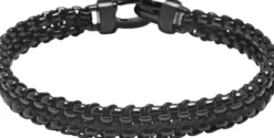 Men's Total Black Woven 8mm Box Chain Bracelet
