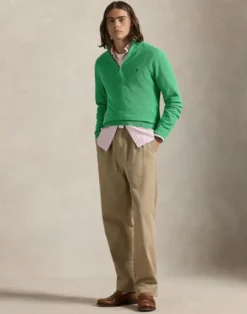 Mesh-Knit Cotton Quarter-Zip Sweater