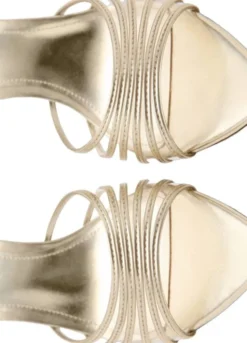 Metallic strappy heeled sandal