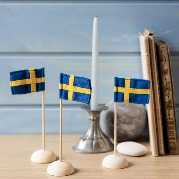 Mini bordflag med Svenske flag