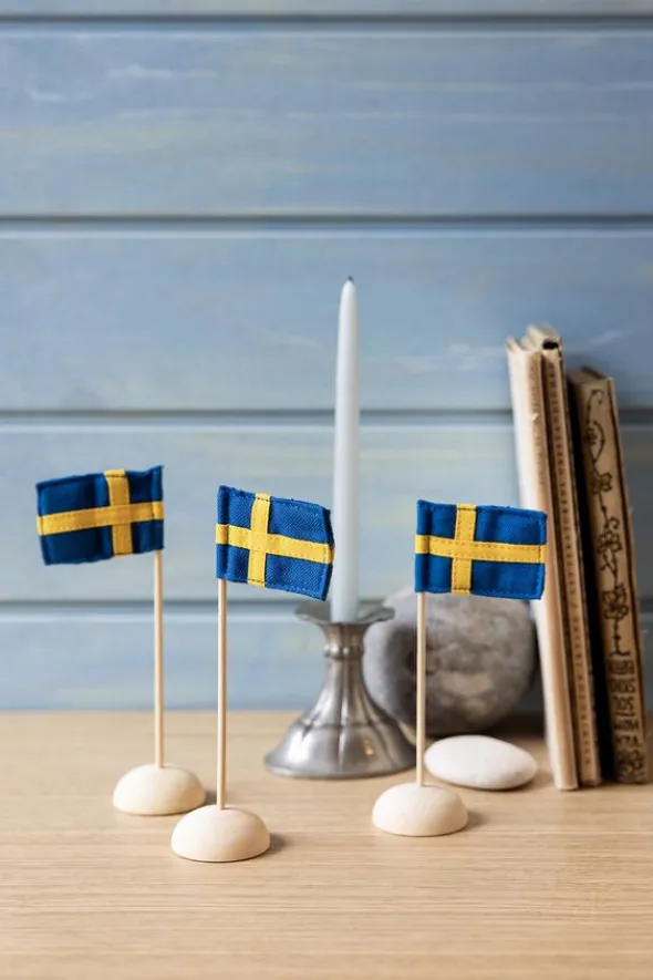 Mini bordflag med Svenske flag