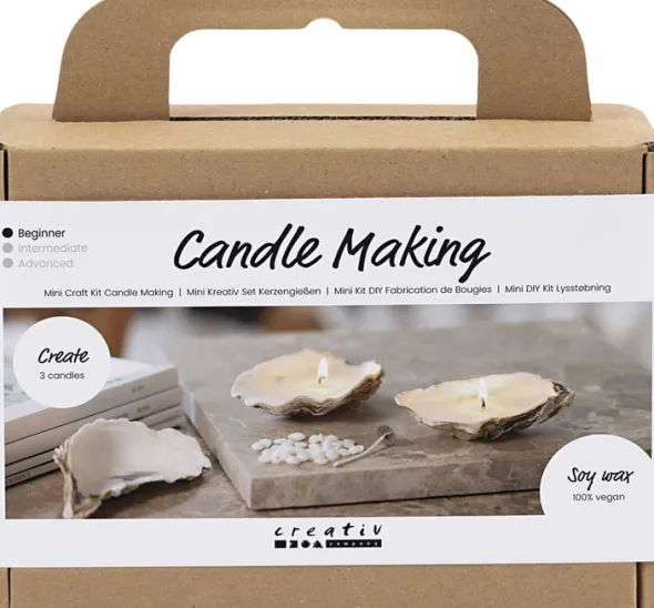 Mini DIY Kit Lysstøbning , Soyalys i østersskaller