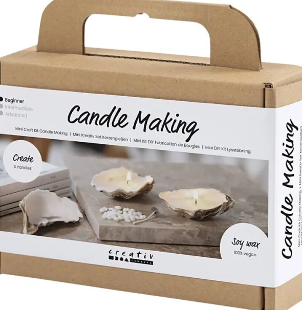 Mini DIY Kit Lysstøbning , Soyalys i østersskaller