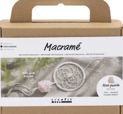 Mini DIY Kit Macramé, Drømmefanger med rosenkvarts krystal
