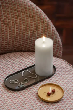 MM GRENADA deco tray, round, honey mustard