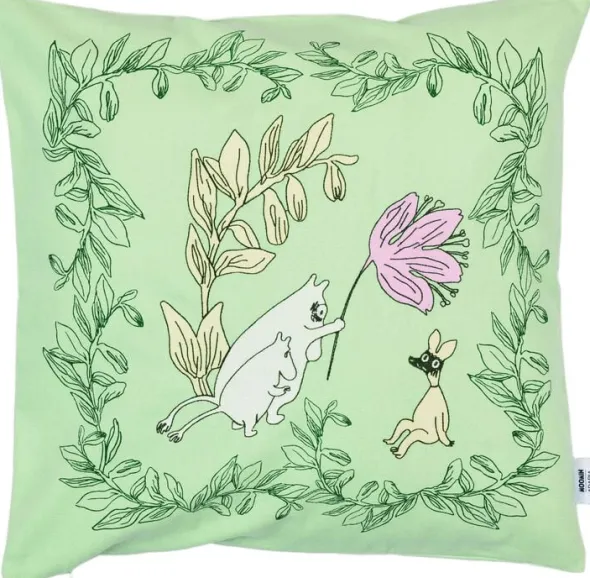 Moomin Arabia 50x50cm pudebetræk grøn GOTS