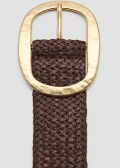Natural fibre belt with oval buckle
