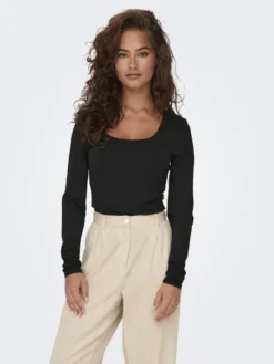 ONLEA L/S 2-WAY DEEP NECK TOP JRS