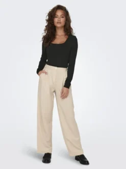 ONLEA L/S 2-WAY DEEP NECK TOP JRS