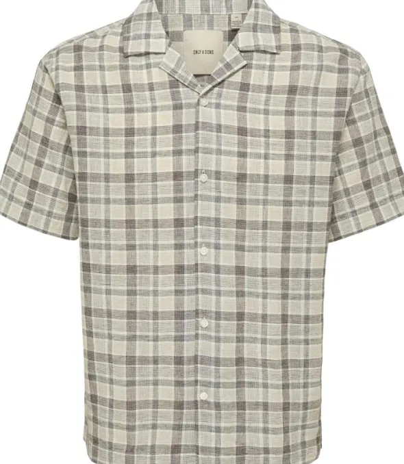 ONSCAIDEN LIFE CHECK LINEN BLEND SS