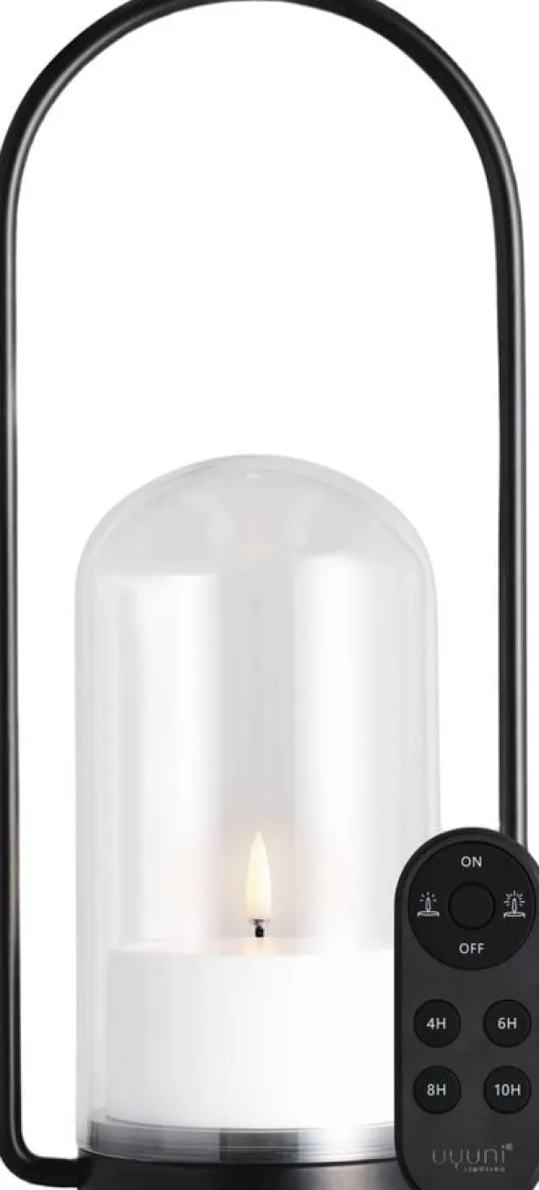 Outdoor Lantern set with glass dome, handle, candle 84005, remote