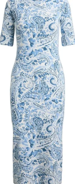 Paisley Cotton Boatneck Midi Dress