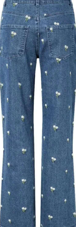 PCFLORA HW STRAIGHT EMB JEANS NOOS