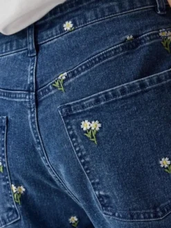 PCFLORA HW STRAIGHT EMB JEANS NOOS
