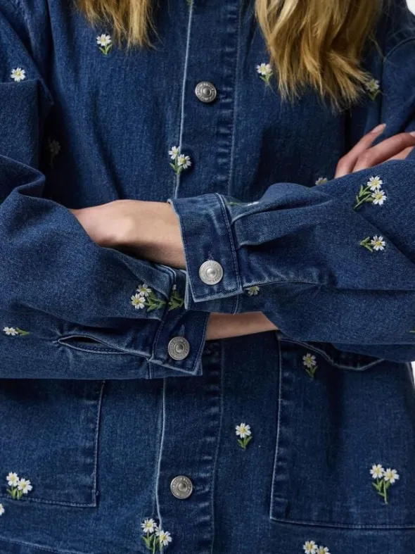 PCFLORA LS DENIM EMB SHIRT NOOS