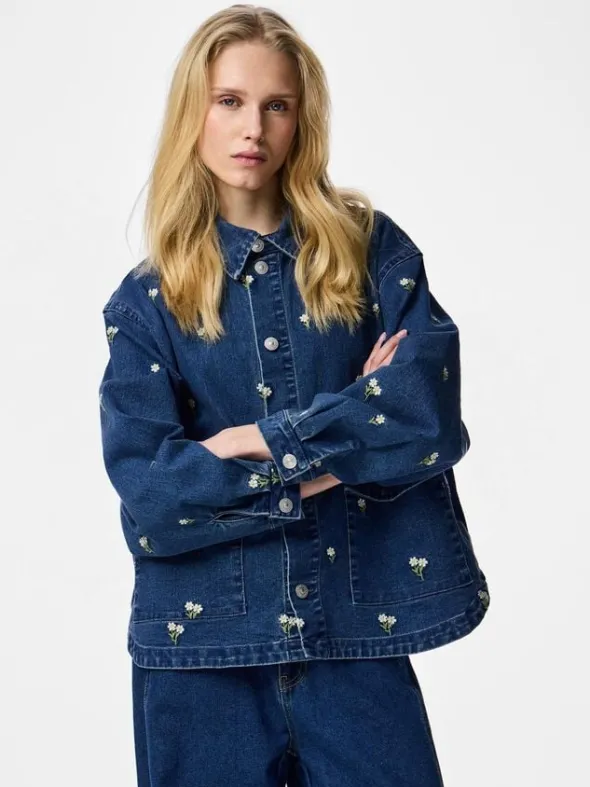 PCFLORA LS DENIM EMB SHIRT NOOS