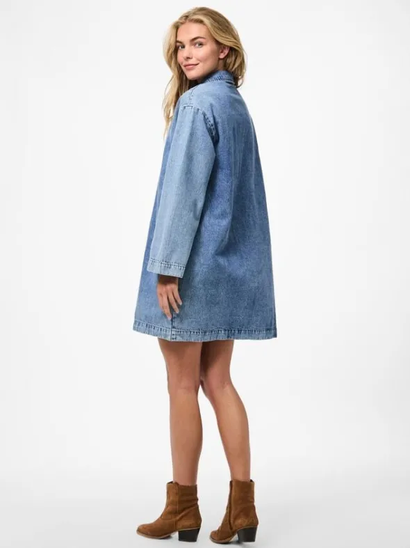PCKENYA LS A-SHAPE DENIM DRESS NOOS
