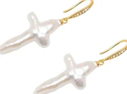 Pearl Cross Earrings