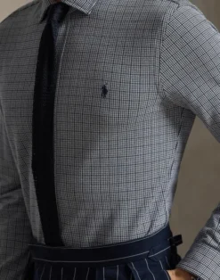 Plaid Jersey Spread-Collar Shirt