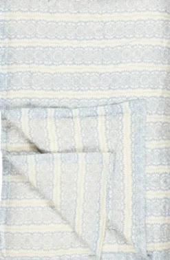 Quilt Anne blåt cirkelmønster og grønne blade